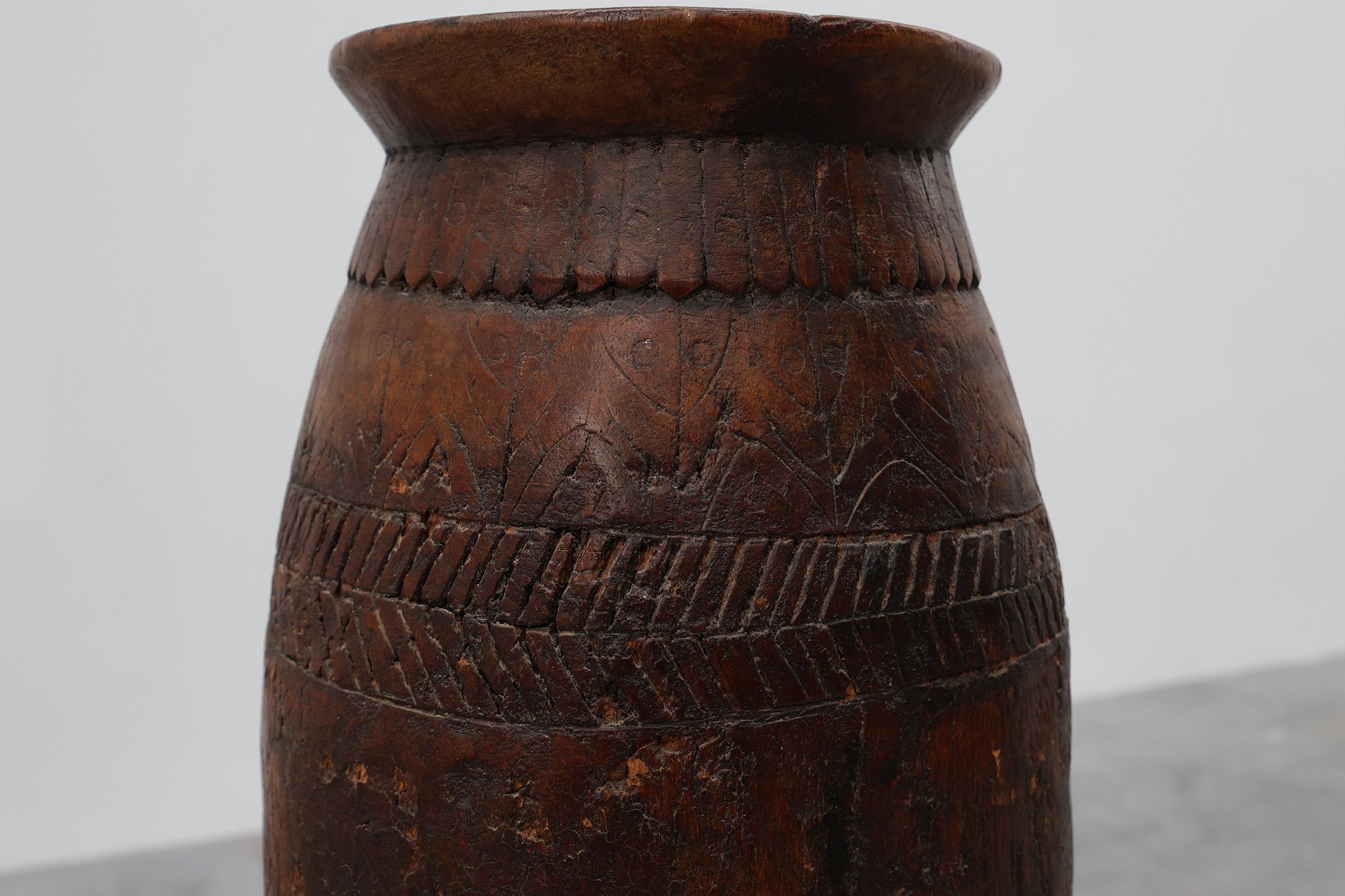 Rare Rustic wabi sabi style vase in solid wood, France 1800sthumbnail